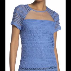 New Laundry by Shelli Segal raglan lace top S